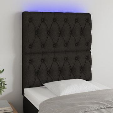 Vidaxl vidaXL Vzglavje postelje z LED diodo črno 80x7x118/128 cm blago