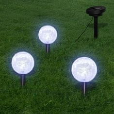 Vidaxl Solarne svetilke LED krogle 3 kosi s konicami in solarno ploščo