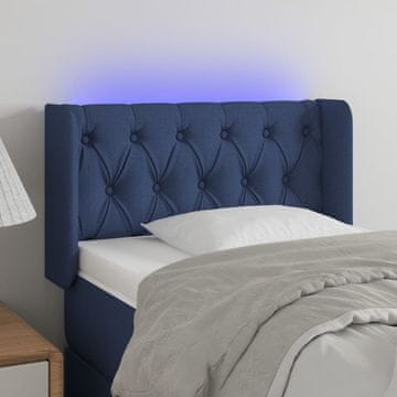 Vidaxl vidaXL Vzglavje postelje z LED modro 83x16x78/88 cm blago