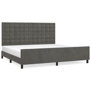 Vidaxl Posteljni okvir brez vzmetnice temno siv 200x200 cm žamet