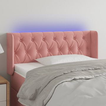 Vidaxl vidaXL Vzglavje postelje z LED svetlo roza 103x16x78/88 cm žamet