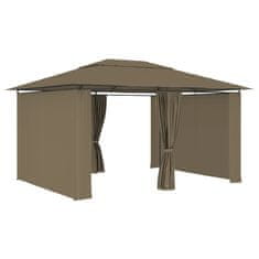 Vidaxl Vrtni šotor z zavesami 4x3 m taupe 180 g/m2