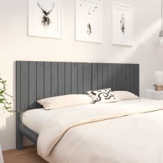 Vidaxl Posteljno vzglavje sivo 205,5x4x100 cm trdna borovina