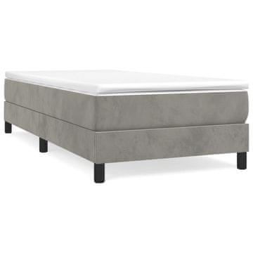 Vidaxl Box spring postelja z vzmetnico svetlo siv 90x190 cm žamet