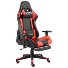 Greatstore Vrtljiv gaming stol z naslonjalom za noge rdeč PVC