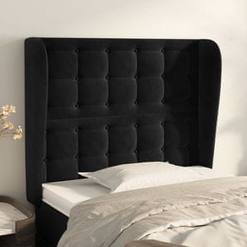 Vidaxl vidaXL Vzglavnik s krilci, črn 103x23x118/128 cm, žamet