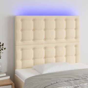 Vidaxl vidaXL Vzglavje postelje z LED zaslonom, kremno, 80x5x118/128 cm, blago