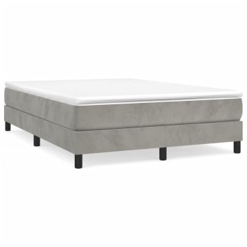 Vidaxl Box spring postelja z vzmetnico svetlo siv 140x190 cm žamet