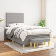 Vidaxl Box spring postelja z vzmetnico svetlo siva 120x200 cm blago