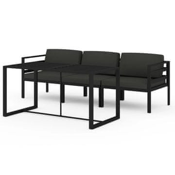 Vidaxl Vrtna sedežna garnitura 4-delna z blazinami aluminij antracit