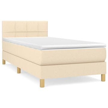 Vidaxl Box spring postelja z vzmetnico krem 80x200 cm blago