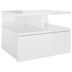 Vidaxl Stenska nočna omarica visok sijaj bela 40x31x27 cm inž. les