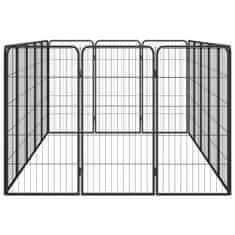 Vidaxl Pasja ograda s 16 paneli črna 50x100 cm prašno barvano jeklo