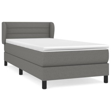 Vidaxl Box spring postelja z vzmetnico temno siva 100x200 cm blago