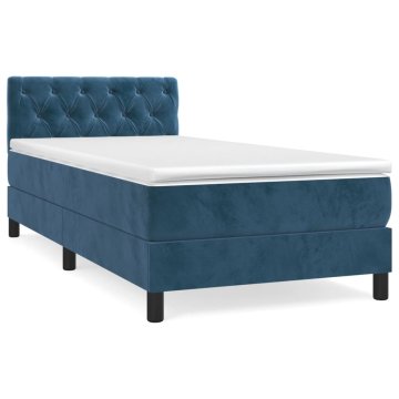 Vidaxl Box spring postelja z vzmetnico temno modra 80x200 cm žamet