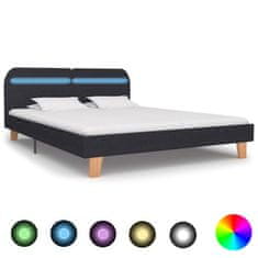 Vidaxl Posteljni okvir z LED osvetlitvijo temno sivo blago 180x200 cm