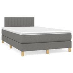 Greatstore Box spring postelja z vzmetnico LED temno siva 120x190 cm blago