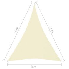 Vidaxl Senčno jadro oksford blago trikotno 3x4x4 m krem