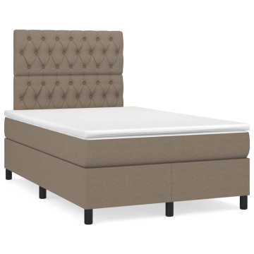 Vidaxl Box spring postelja z vzmetnico taupe 120x200 cm blago