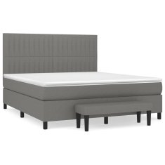 Vidaxl Box spring postelja z vzmetnico temno siva 180x200 cm blago