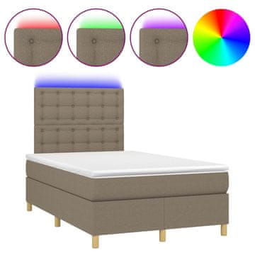 Vidaxl Box spring postelja z vzmetnico LED taupe 120x200 cm blago