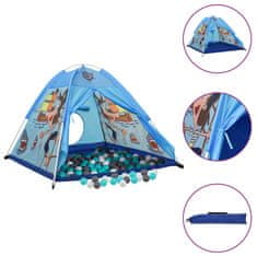 Greatstore Otroški šotor za igranje z 250 žogicami moder 120x120x90 cm