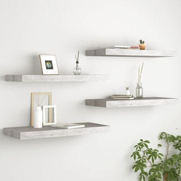 Vidaxl vidaXL Stenske police, 4 kosi, betonsko sive, 60 x 23,5 x 3,8 cm, MDF