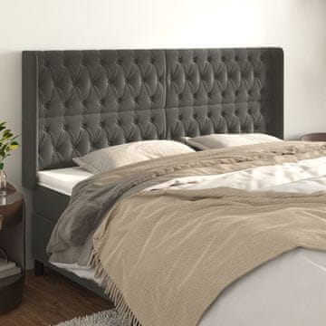 Vidaxl vidaXL Vzglavje s krilci temno sivo 203x16x118/128 cm žamet