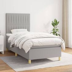 Vidaxl Box spring postelja z vzmetnico svetlo siva 90x190 cm blago