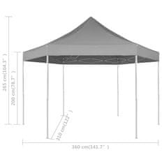 Greatstore Zložljiv šotor šestkoten siv 3,6x3,1 m