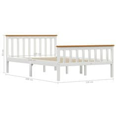 Vidaxl Posteljni okvir bel iz trdne borovine 120x200 cm