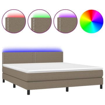 Vidaxl Box spring postelja z vzmetnico LED taupe 180x200 cm blago