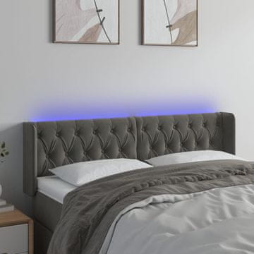 Vidaxl vidaXL Vzglavje postelje z LED diodo temno sivo 147x16x78/88 cm žamet