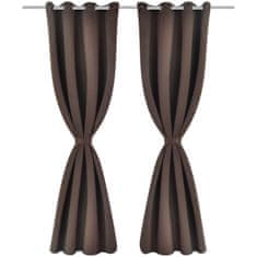shumee 2 kosa rjavih zaves z obročki 135 x 245 cm