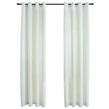 Vidaxl Zatemnitvene zavese z obročki 2 kosa žamet krem 140x225 cm