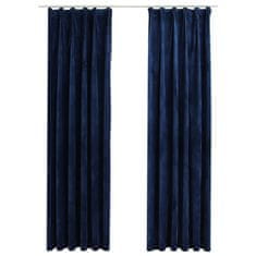 Greatstore Zatemnitvene zavese 2 kosa z obešali žametne modre 140x225 cm