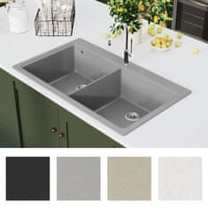 shumee Granitno dvojno kuhinjsko korito sive barve