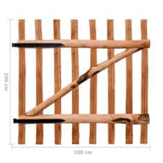 Vidaxl Enojna vrata za ograjo impregnirana leska 100x100 cm