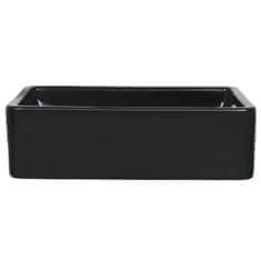 Vidaxl Keramični umivalnik pravokotne oblike črne barve 41x30x12 cm