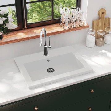 Vidaxl vidaXL Granitni umivalnik 600 x 450 x 120 mm bel