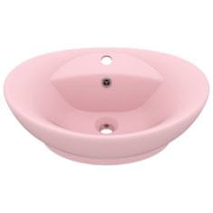 Vidaxl Razkošen umivalnik ovalen mat roza 58,5x39 cm keramika