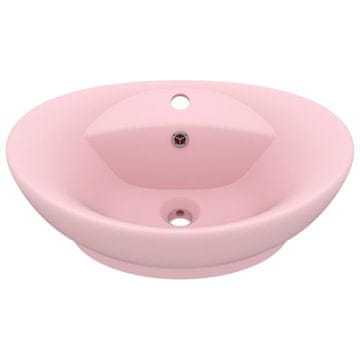 Vidaxl Razkošen umivalnik ovalen mat roza 58,5x39 cm keramika