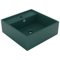 Vidaxl Razkošen umivalnik kvadraten mat temno zelen 41x41 cm keramika