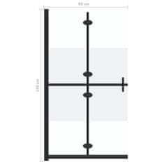 Vidaxl Zložljiva pregrada za tuš delno mlečno ESG steklo 90x190 cm