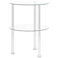 Vidaxl 2-nadstropna stranska mizica prozorna 38 cm kaljeno steklo