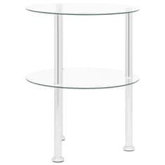 Vidaxl 2-nadstropna stranska mizica prozorna 38 cm kaljeno steklo