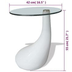 Greatstore Klubska mizica z okroglim steklom visok sijaj bela