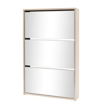 Vidaxl Omarica za čevlje 3 nadstropna z ogledalom hrast 63x17x102,5 cm