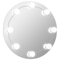Vidaxl Stensko ogledalo z LED lučkami okroglo steklo