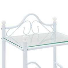 shumee Nočna mizica iz jekla in kaljenega stekla 45x30,5x60 cm bela